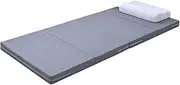 Folding Mattress Sofa Lounge Mat Pad Portable 4-Fold Foam Mattress Floor Bed for Home Office Camping and Travel Use (Gray, 200 * 90 * 8CM)