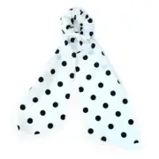 Nollia Ladies Scrunchie Ribbon Hair Tie White & Black Polka Dot