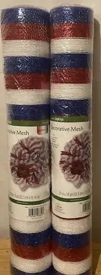 SimplyStyle NEW 2 rolls Decorative Mesh Red/White/Blue 21x10 yard rolls