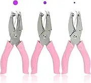 CheeMuii 3 Pieces Metal Handheld Paper Punch Single-Hole Tag Punch Set with Plastic Handle for Circle Holes for DIY Craft Tag