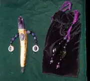 Amethyst Point Black Tourmaline Blue Goldstone Cruelty Free Antler Beaded Wand