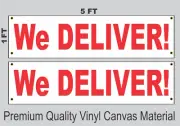 We DELIVER 2 - 1x5 Banner Sign 2x Lot Restaurant Grocery Store Pizza Shop Red