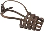 Genuine Leather Mesh Basket Secure Muzzle #143, German Shepherd, Labrador, Husky