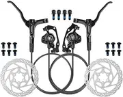 Hydraulic Brake Set Mountain Bike Hydraulic Disc Brakes, Front 800Mm Rear 1600Mm Hydraulic Brake Set Aluminum Alloy Oil Brake For E-bike(Black)