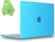 UESWILL Compatible with 2023 2024 20205 MacBook Air 15 inch M2 M3 M4 Case Model A2941 A3114 A3241, Matte Hard Shell Case Cover + Microfiber Cloth, Aqua Blue