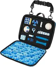 POPRIDER Travel Fidget Case Set with 12 Fidgets, Kids Toy Travel Essentials, Roadtrip & Airplane Must Haves for Kids, Sensory Car Activities for Kids, Travel and Road Trip Essentials Kids (Blue)