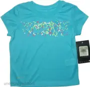 Nike Athletic Tee Swoosh Dri Fit Little Girls Shirt Top Blue Digital Design