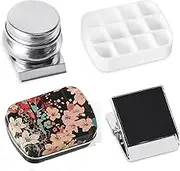 Portable Watercolor Tin Palette 12 Compartments Mini Tin Box Artist Travel Painting Storage Outdoor Watercolor Sketch Set with Magnetic Clip and Stainless Steel Oil Pot