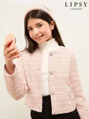 Lipsy Pink Boucle Button Up Jacket (5-16yrs) (AR6807) | $99 - $118
