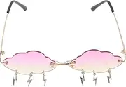 [Baluue] Unique Rimless Sunglasses Material Cloud Shaped Glasses Party Props Fashion and Funny