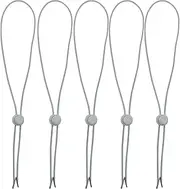 [AKOAK] Set of 5 Hat Flexible Removable Chin Cord Windproof Strap Clip Adjustable Cord Fastener for Golfing, Fishing, Boating, Sailing, and Other Sports（White）