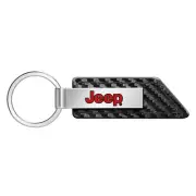 Jeep in Red Carbon Fiber Texture Black Leather Strap Key Chain Key-Ring