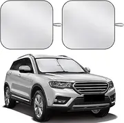 2-Piece Automotive Front Windshield Sunshade, Foldable Sunshade for Blocking The Sun's Rays and Keeping The Interior of The Car Cool, for Most Cars，Medium
