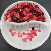 Flat Round Sequin, 3mm 4mm 6mm Heart PVC Loose Sequin Glitter Paillettes for Nail Art Manicure Wedding Confetti Ornament Crafts Accessory (Color : Red)(Red)
