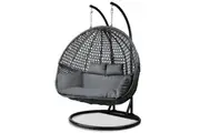 Hanging Egg Chair Double Seat - Grey Basket & Grey Cushion
