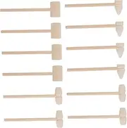 Kisangel 12Pcs Wooden Mini Hammers Safe Polished Mallet for Multi Use Household Tools for Cake Decoration Crab Opening Compact Educational Playset