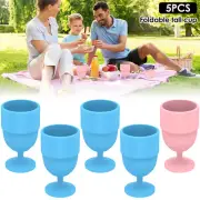 5 Pcs Silicone Wine Glasses Collapsible Silicone Wine Cups Unbreakable fifaU