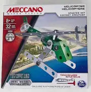 NEW MECCANO HELICOPTER Building Toy 32 Parts Real Metal Tools Included 8+