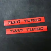 2x TWIN TURBO Matte Red Metal Decal Sticker Badge Emblem Motors Diesel 3D Racing (for: Renault)
