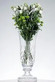 Glass - Centerpiece Vase - Glass Like Crystal Tall Floor Vase - for Flowers - Table or Floor - Great Filled or Unfilled - 20'' Height - Hand Cut Design - Made in Europe - by Barski