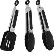 ✨Mini Silicone Serving Tongs Set of 3, Small Kitchen Tongs (7 Inch) with Silicon
