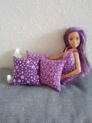 Set of 4 Purple Pattern Throw Pillows Made for 1/6 Scale 12" Dolls