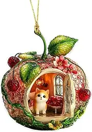 Valentine Tree Ornaments | Decorative Car Interior Accessories,Cartoon Animal Fruit House Car Ornament, 2D Acrylic Valentine's Day Bag Pendant for Car Interior