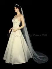 1T Ivory Bridal Chapel Length Cut Edge Wedding Veil