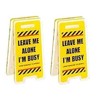 2 Pack Memo Holder for Desk - Warning Sign Shaped Desktop Message Clip, Acrylic Desk Sign Leave Me Alone, I'm Busy - Humorous Offices Decor, Desk Signs for Work, Funny Warning Sign for Colleagues