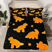 Cartoon Dinosaur Fitted Sheet Full Size Kids 3D Dino Bedding Set for Boys Tee...