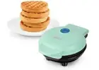 DASH Mini Waffle & Chaffle Maker: Quick, Non-Stick, and Aqua Delight