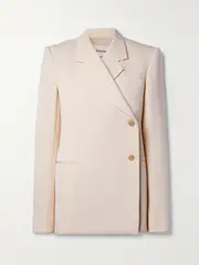 [KHAITE] KHAITE - Otero Asymmetric Wool-blend Twill Blazer - Off-white - US2 US 2 Off-white