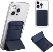 Aijohnny Magnetic Wallet Compatible with Magsafe Wallet for iPhone 15 Pro Max Pro with Adjustable Stand, Leather Card Wallet 3 Card Holder for iPhone 15 14 13 12 Series (Navy Blue)