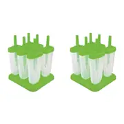 2x 6pc Appetito Home Kitchen Groovy Ice Pop Mould Green
