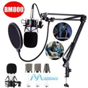 Pro Studio Recording Condenser Microphone Pop Filter Arm Stand Shock Mount Set