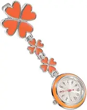 [WOFASHPURET] Pocket Watch Nurses Fob Watch Flower Watches Sq Lapel Pin Digital Watch Watches Red Fob Men Watch Ladies Brooches Clip-on Watch Stopwatch Second Ordinary Glass Mirror Orange