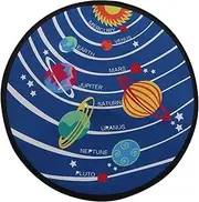 Unique Round Rug for Bedroom Creative Planet Pattern Comfortable Floor Mat Housewarming