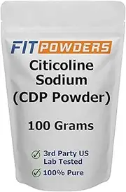 Citicoline CDP Choline Powder 100g by FitPowders 100% Pure with Scoop, Cognitive Supplement for Memory and Learning (100 Grams)