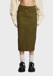 Frenemy Lunch Midi Skirt - Olive