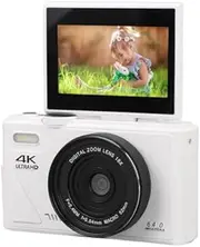 Gernie 4K Digital Camera For Photography, Anti Shake Autofocus 64Mp Vlogging Camera With 3 Inch Flip Screen, 18X Digital Zoom 4K Video Compact Travel Camera For Travel Photography White