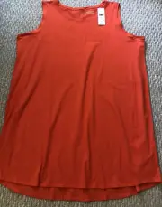 NWT $168 Eileen Fisher RED LORY Scoop Neck Dress Cotton Stretch Jersey Sz 3X