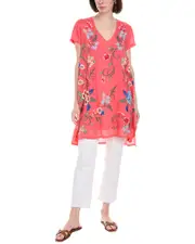Johnny Was Drape Tunic Shift Dress xs Orange