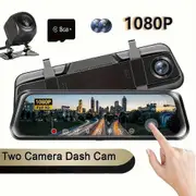 Car Rearview Mirror Camera, 9.66" Dual 1080P IPS Full Touch Screen Waterproof Front And Rear Cameras, Parking Assist And Monitor, Night Vision, 160...