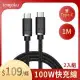 2入組【TENGOKU天閤堀】PD 100W USB-C to USB-C 1m編織快充傳輸線