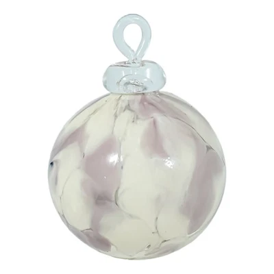 Murano Glass Bauble Xmas Christmas Decoration Ball Purple White 8cm