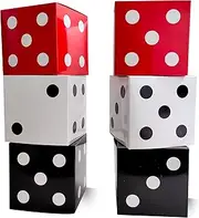 Eylola 6Pcs Dice Favor Boxes 12 x 12 x 12 Inch Casino Theme Party Decorations Dice Boxes Bulk for centerpieces Casino Birthday Party Decorations Boxes Large Dice Box for Las Vegas Party 3 Color