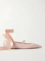 [Ferragamo] Ferragamo - Carice Satin-trimmed Leather Ballet Flats - Blush - IT36 IT 36 Pink
