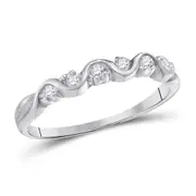 14k White Gold Round Diamond Wavy Band Ring 1/10 Cttw