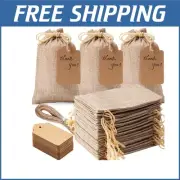 100pcs 4x6" Premium Burlap Gift Bags with Drawstrings & Tags for Every Occasion