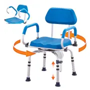 Swivel Shower Chair 360 Degree, Adjustable Shower Seat with Pivoting Arms & Padded Bath Seat for Inside Shower or Tub, Non-Slip Rotating Bathtub Chair for Elderly Disabled, 300LBS